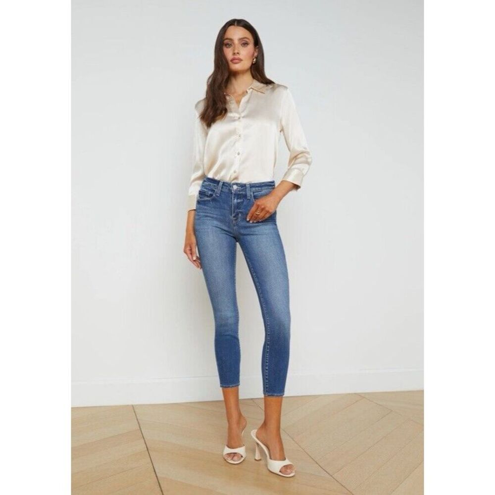 L'Agence Women High Rise Margot Skinny Jeans Cambridge Wash Sze 27 Designer Chic